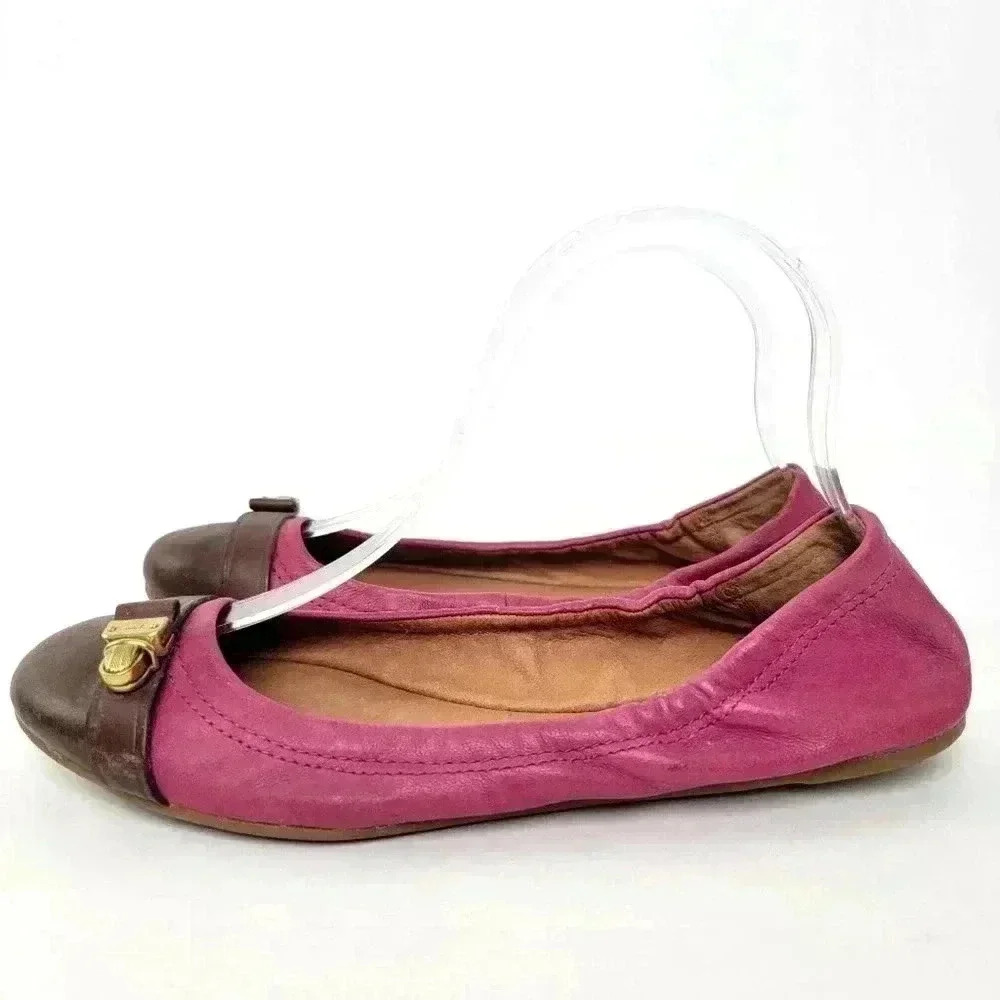 Coach Delphine Soft Leather Slip-on Buckle Ballet Flats - 8 - Picture 2 of 11